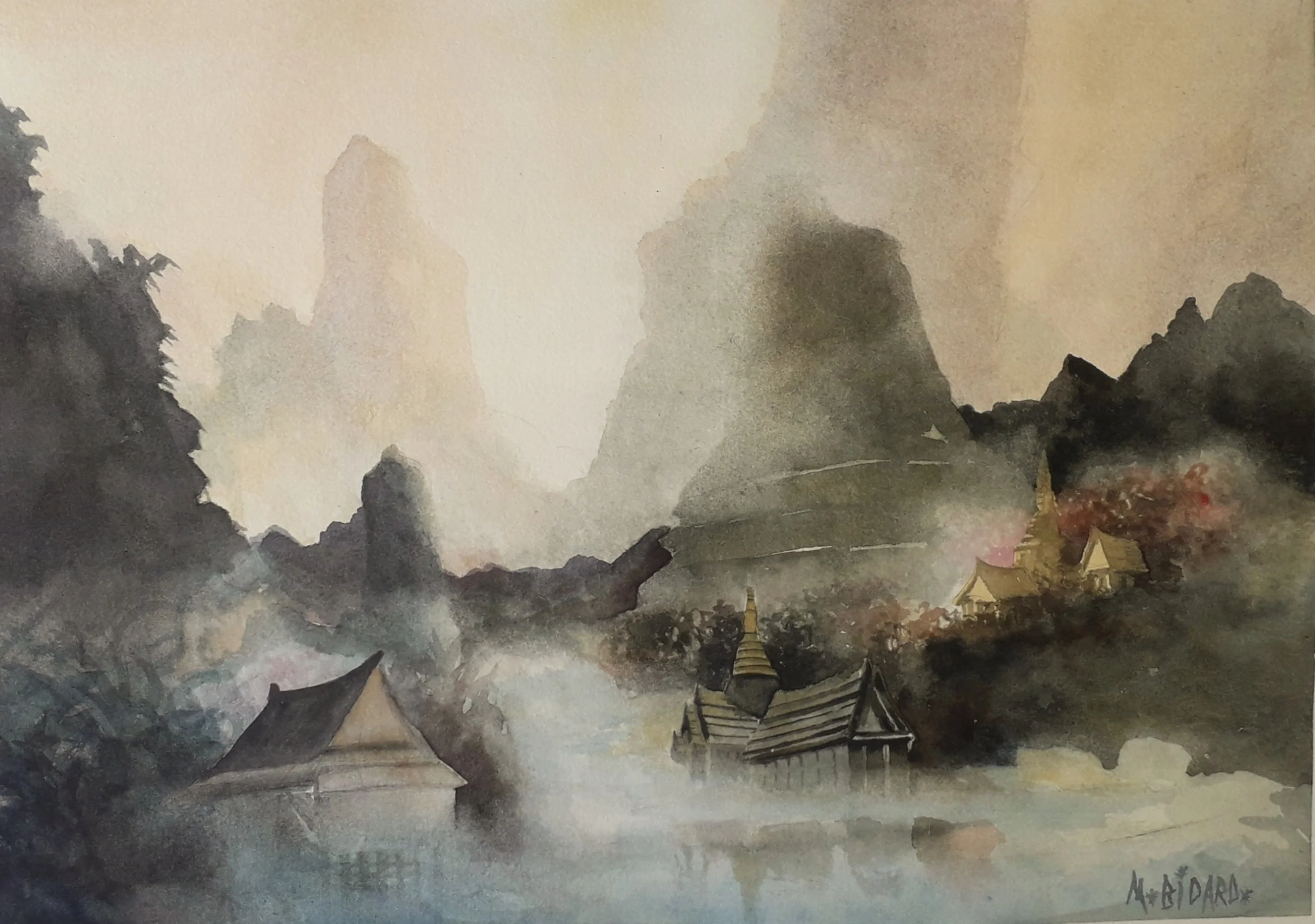 Impression tropicale 1 - Aquarelle sur papier 30 x 40 cm