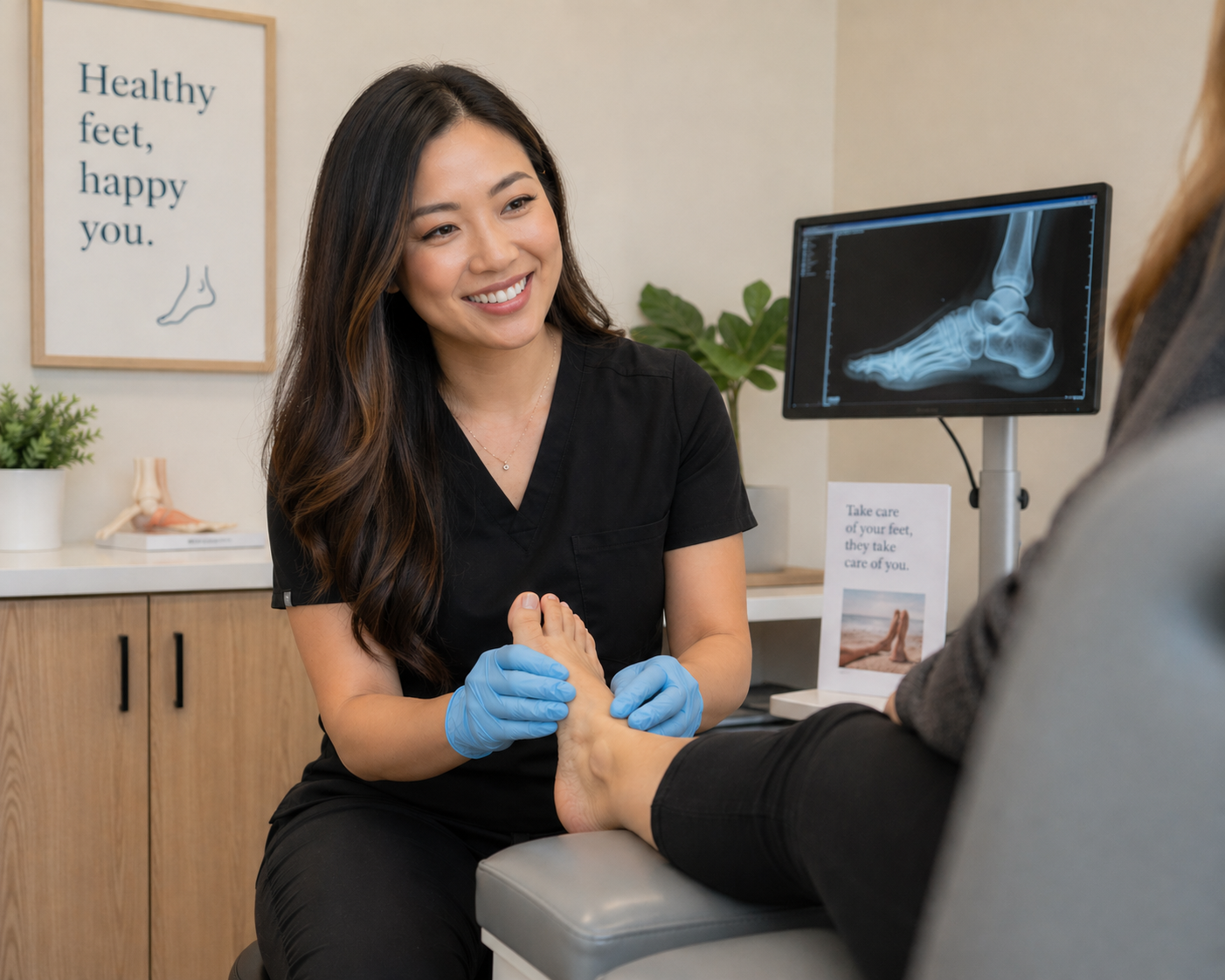 Podiatris di klinik akan membantu anda dan kaki anda