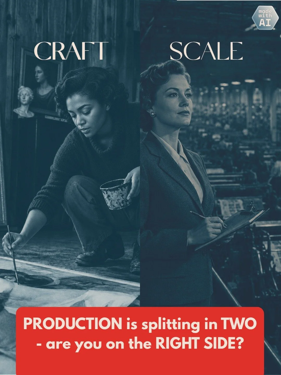 The production industry is splitting in two.

There's the Premium - the 5% of work where execution IS the idea. And there's the Pipeline - the 95% feeding the content beast at speed and volume.

Real, growing and production for totally different prod