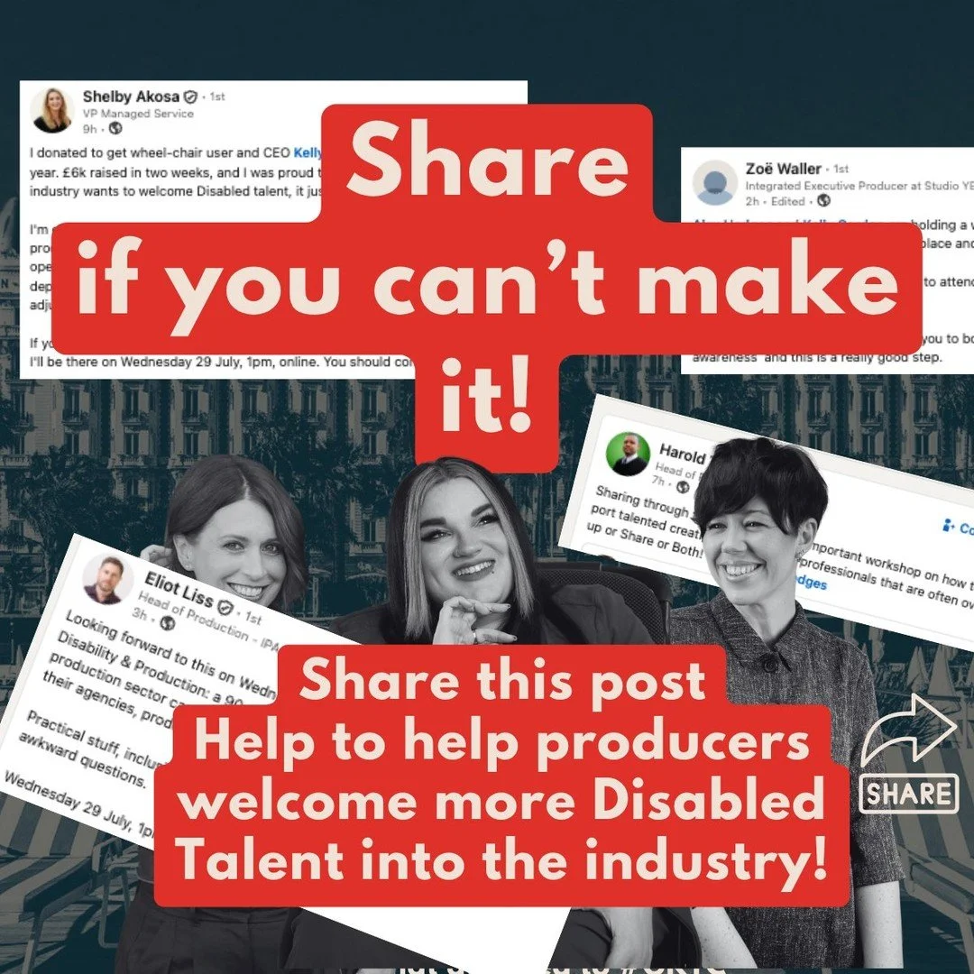 I'm not sure producers realise how much influence they can have by SHARING stuff!
It's free to do.
You can reach hundreds of relevant people
It shows people your priorities and what you care about.

So please, if you can't make the workshop tomorrow 