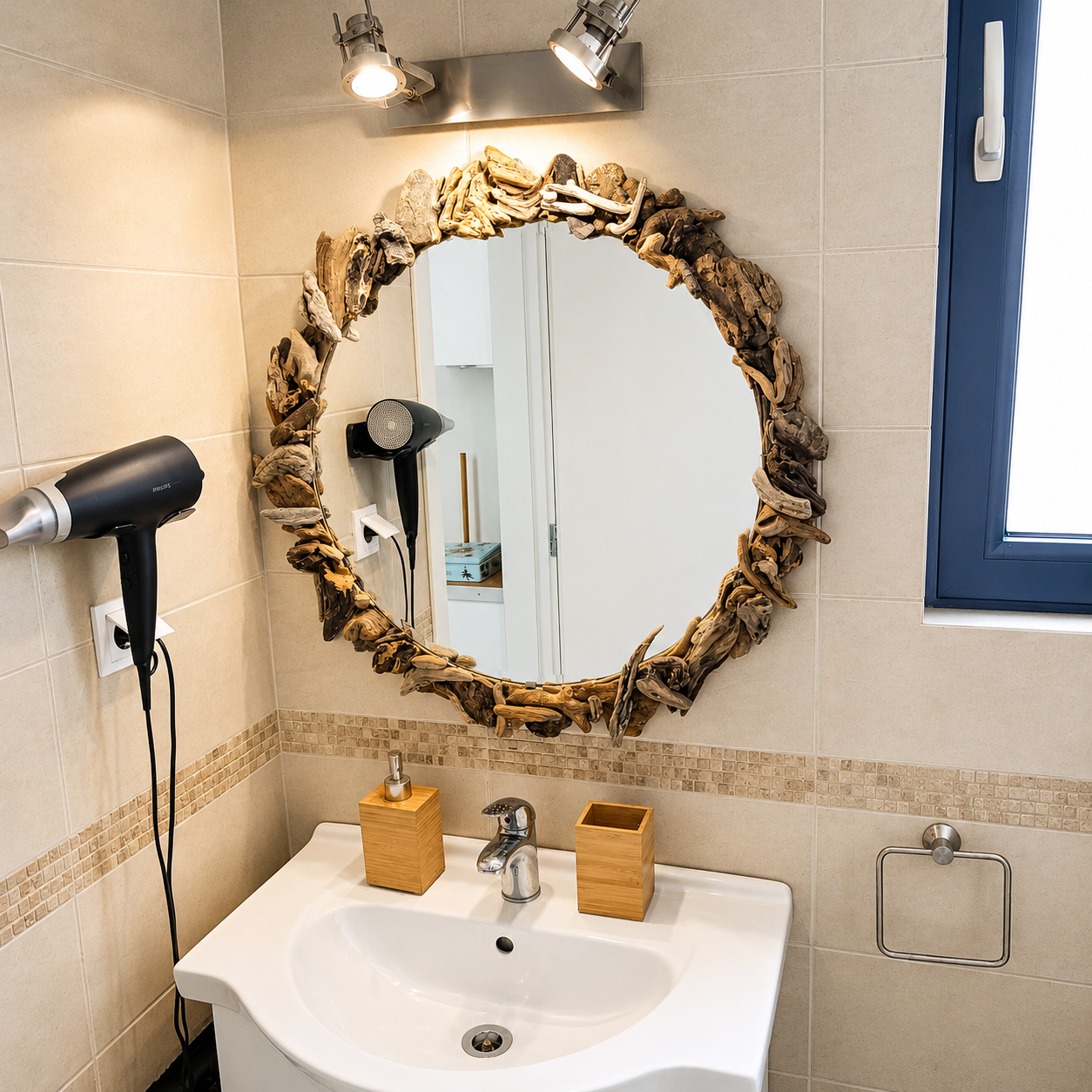 Wooden bath mirror