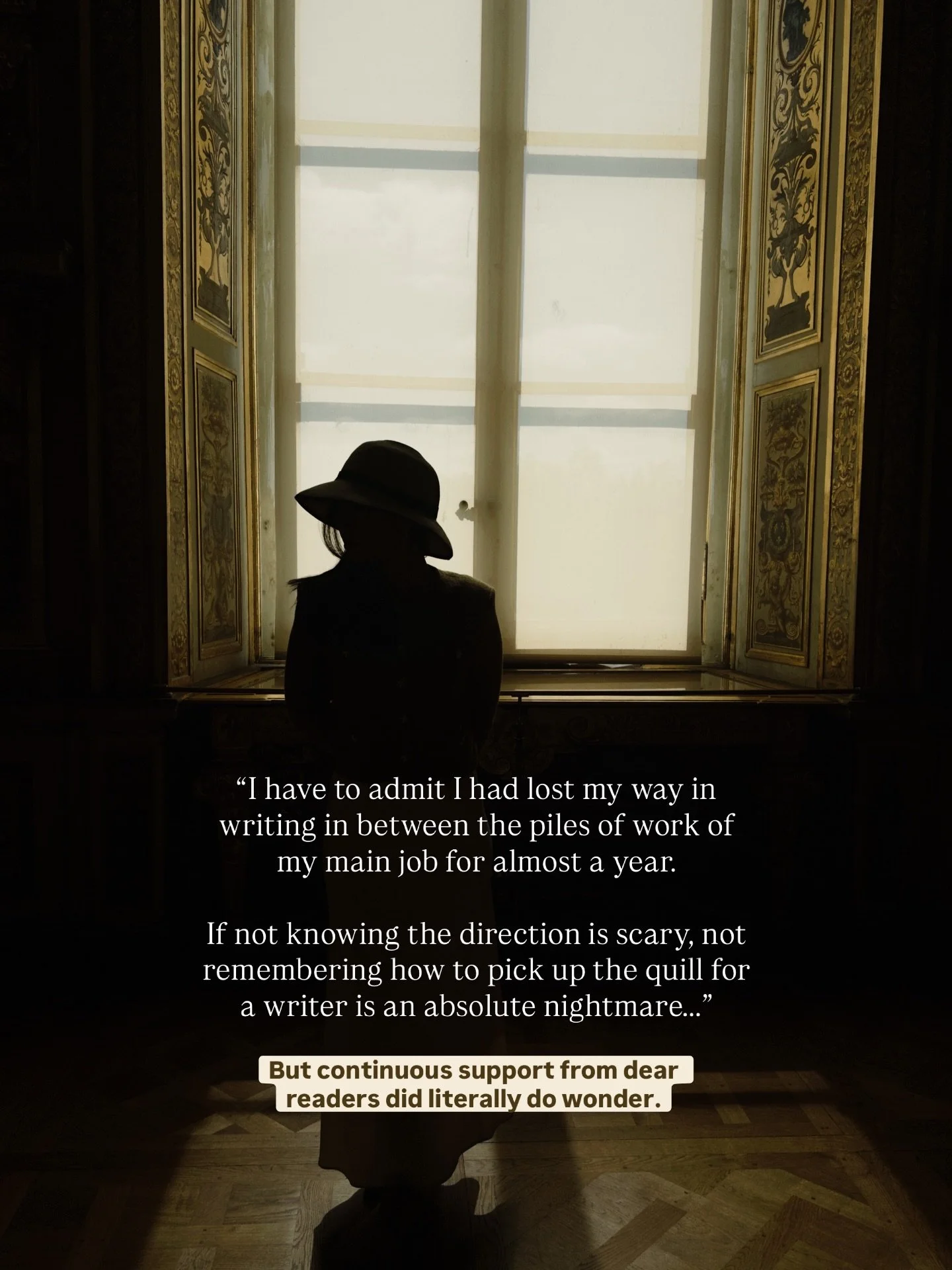 ขอสารภาพตรงนี้ว่าฉันหลงทางในการเขียน ระหว่างที่ทุ่มอยู่กับงานประจำและความรับผิดชอบใหม่ที่ได้รับมาเกือบ 1 ปีเต็ม

หากการหลงทิศเป็นสิ่งน่ากลัว การลืมเลือนวิธีจับปากกาคือฝันร้ายสำหรับนักเขียนเช่นฉัน

แต่ใครจะไปเชื่อ.. แรงสนับสนุนอย่างต่อเนื่องจากนักอ่าน