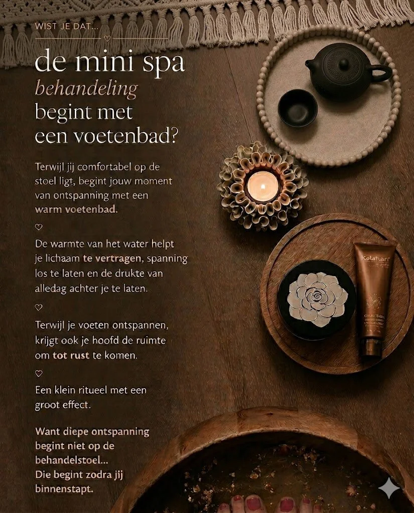 "Nee hoor, dat hoeft niet..."

Dat is vaak wat ik hoor wanneer ik een voetenbad aanbied.

"Ik heb net gedoucht."
"Mijn voeten zijn al schoon."
"Ik heb helemaal geen mooie voeten."

Maar een voetenbad gaat niet 