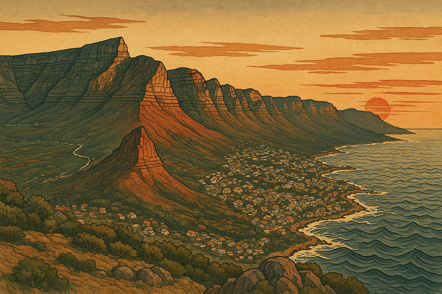 Table Mountain and 12 Apostles Overlooking Camps Bay