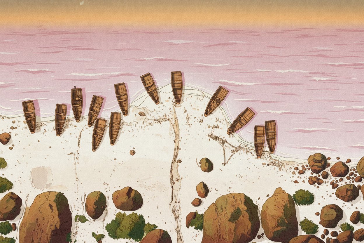 Aerial shot of Lac Rose in Senegal