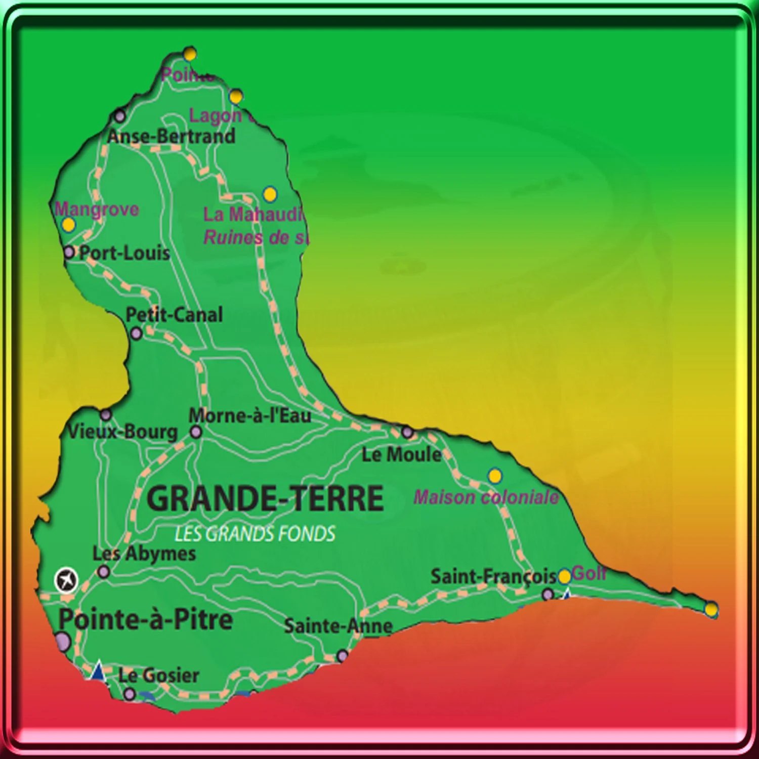 “L’ île de la Grande-Terre“ de la GUADELOUPE.