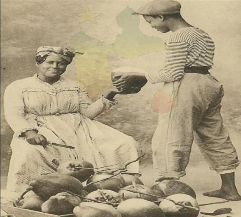 tenue vestimentaire des années 1900's en Guadeloupe une vendeuse de cocos