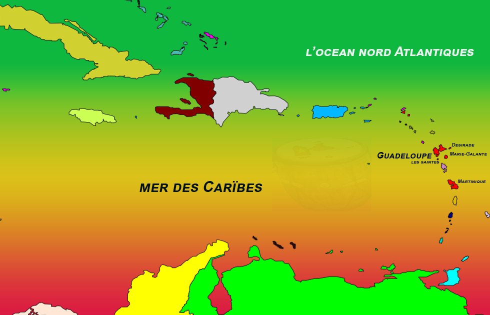 l'iles de la Guadeloupe dans l'arc en Antillais