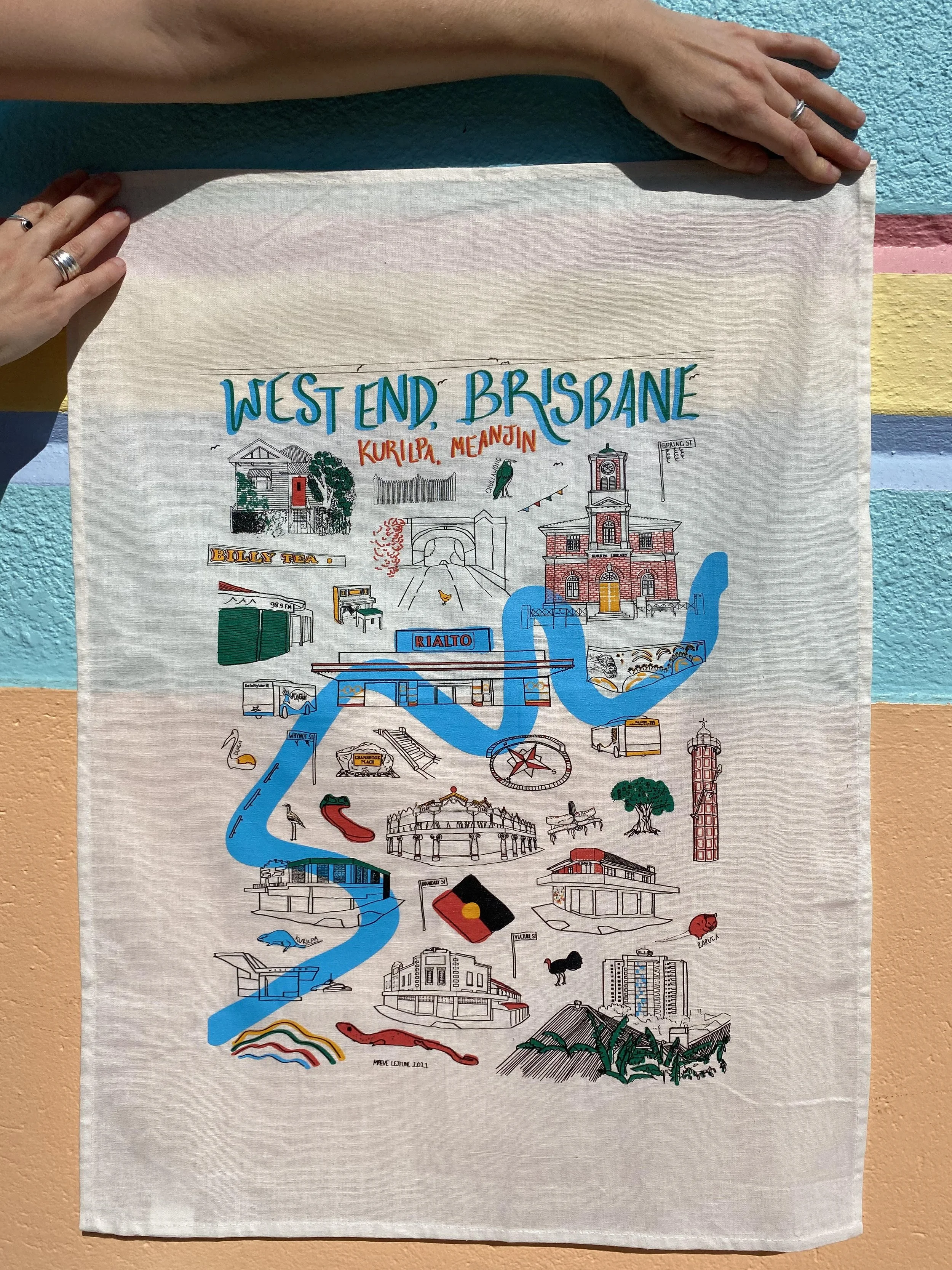 Icons of West End Tea Towel & Postcard