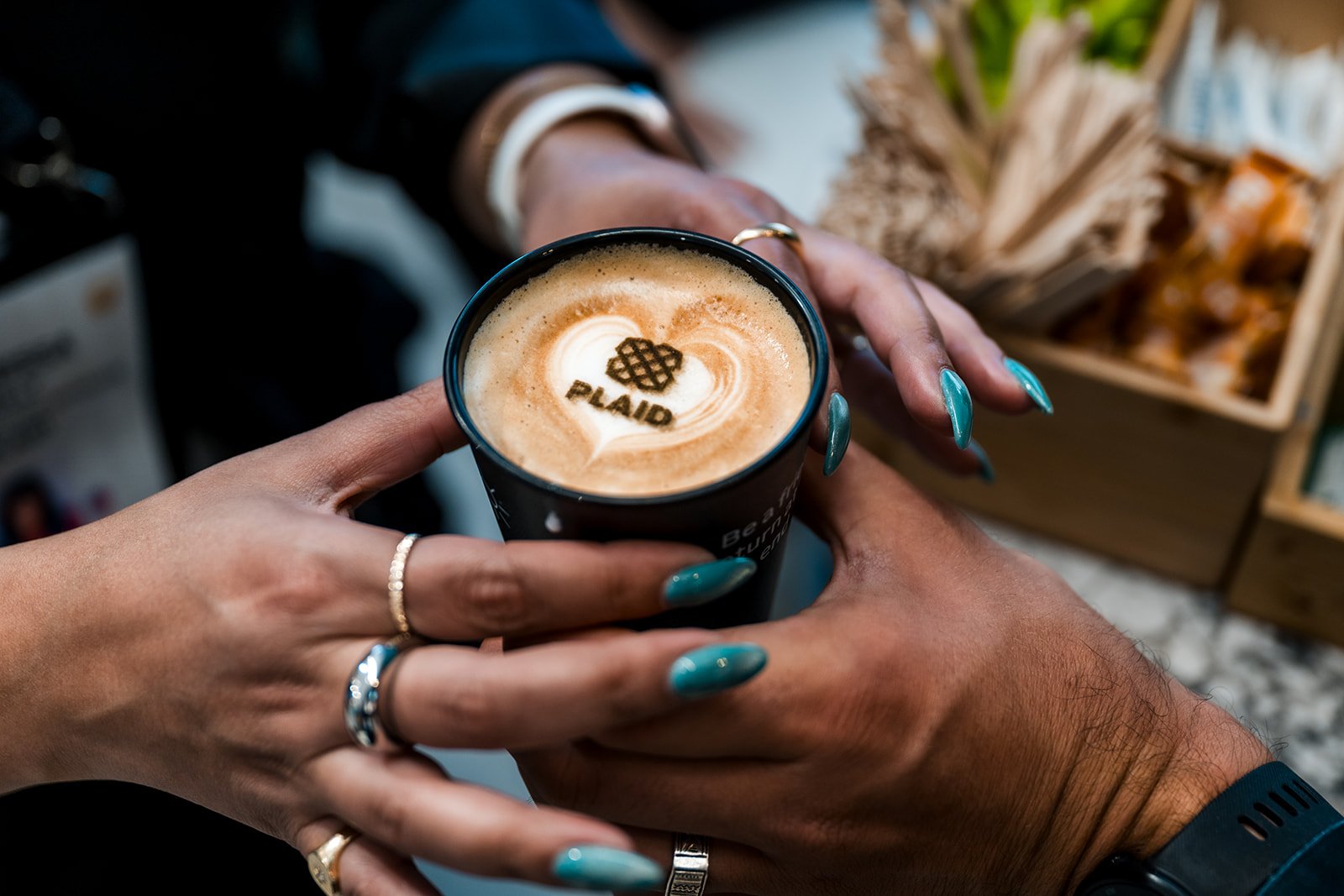  Branded coffee served at an exhibition stand during Money20/20 Europe. 