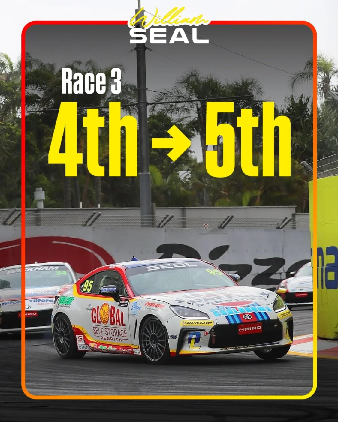 Started 4th and came home 5th, one of the fastest cars on track! Strong pace to wrap up the weekend and feeling good heading into the final round at Sandown.

Massive thanks to the Phil, Shaun, Robbo, and the whole team at Action Motorsport for a fas