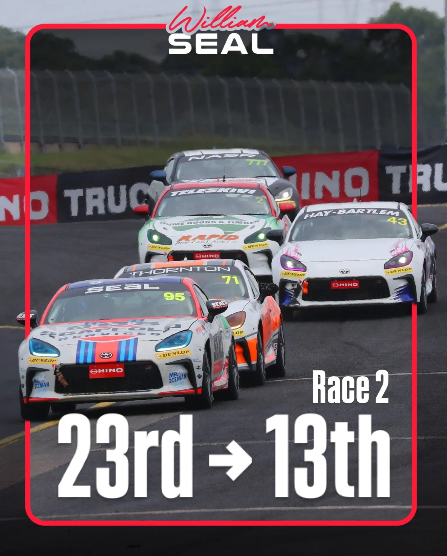 Strong recovery drive in Race 2, up 10 spots. 

Hard, hot race in tough conditions, but we kept pushing forward.

Back at it again at 2:00pm.

#WS95
#JoinTheJourney
#GRCup