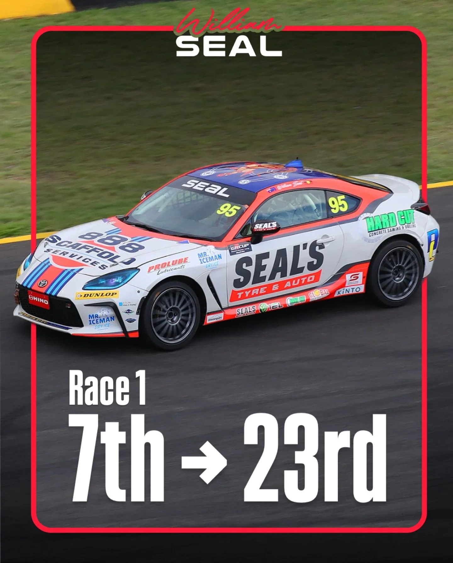 Started P7 and worked forward to P6.

With two laps to go, unfortunately got taken out and sent to the back, P23 at the flag with heavy damage to the left rear. Gutting way to finish after such a strong run.

It&rsquo;s going to be a long night for t