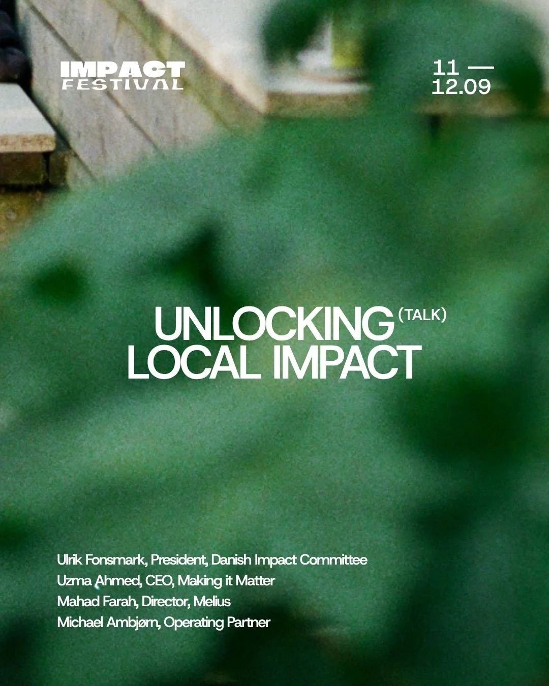 TALK: UNLOCKING LOCAL IMPACT, FRIDAY &middot; 16:30

How can investment, housing development, and social enterprises work together to create stronger local communities? Three perspectives on how capital can generate both economic and social value.

&