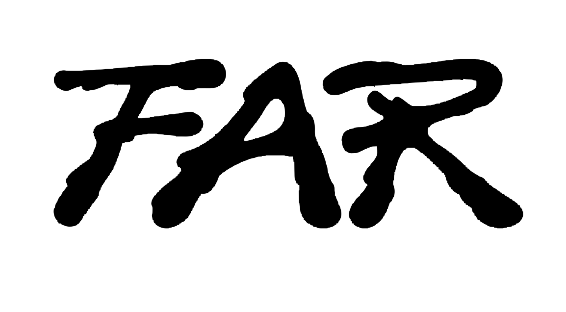 The word 'FAR' written in large black graffiti-style letters on a white background.