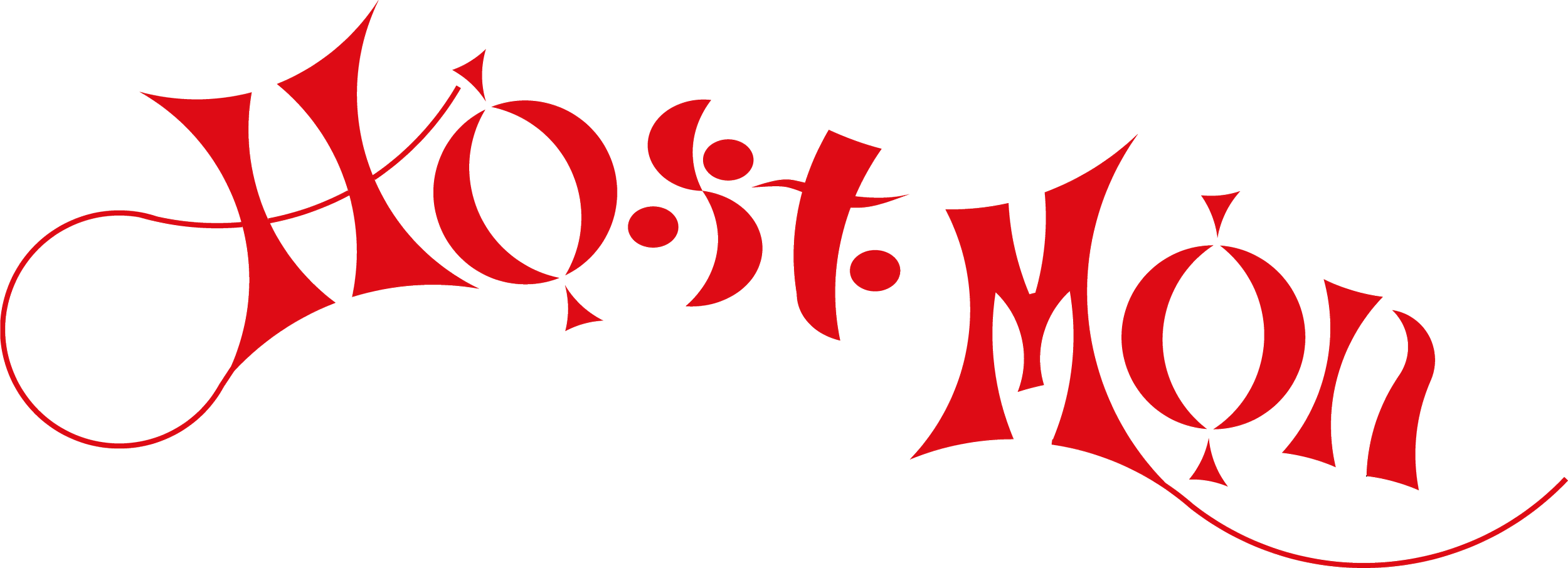 Stylized text in red spelling 'Høst Møn' with decorative swirls.