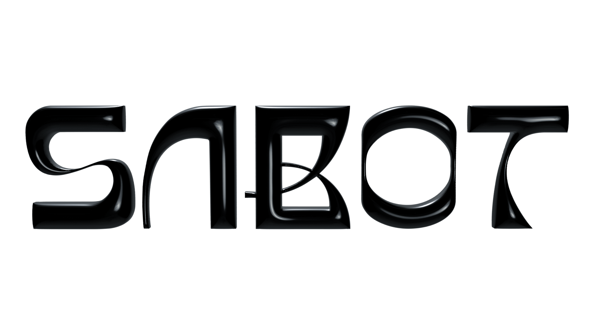 Logo "SABOT" written in large, shiny black 3D letters.