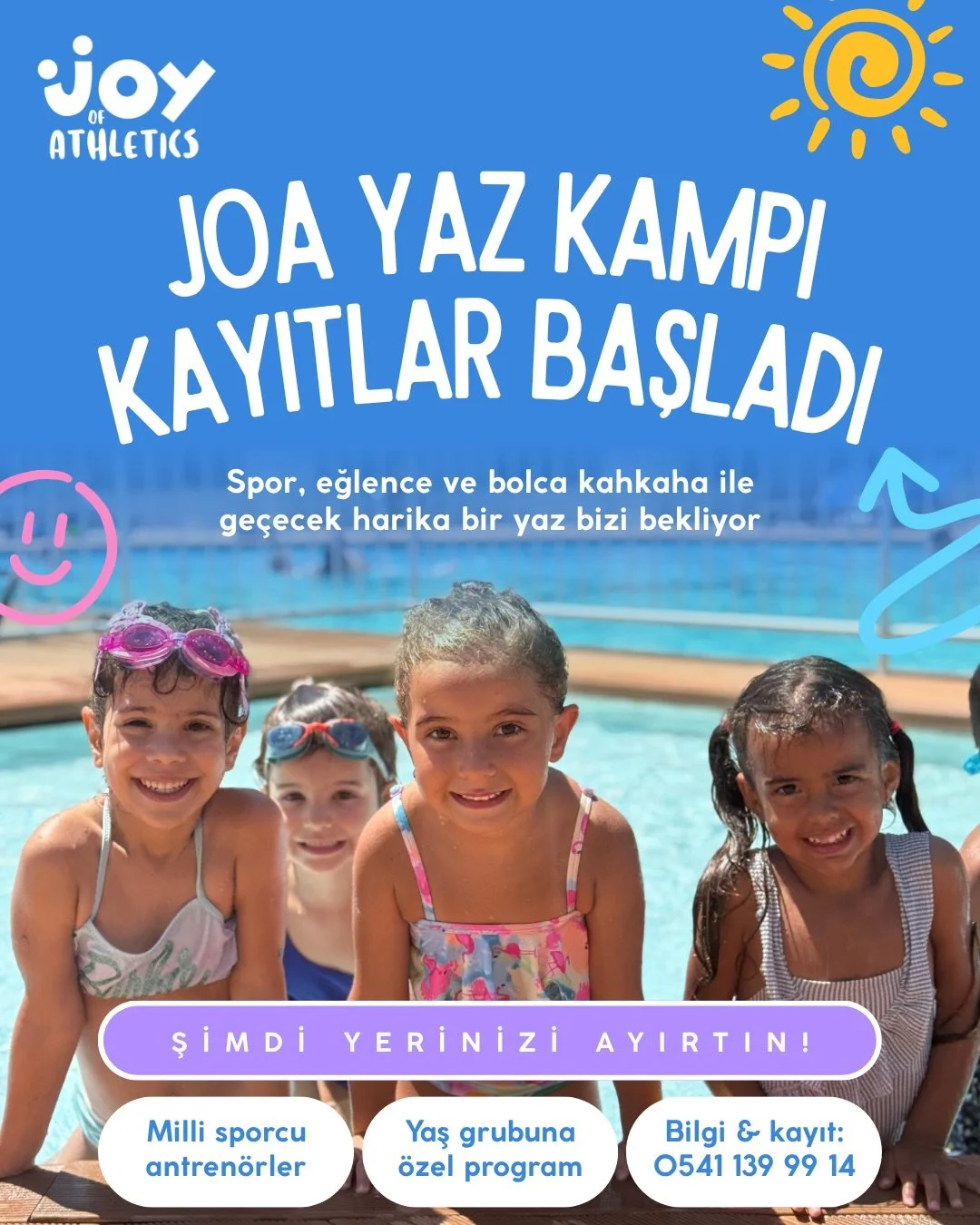 JOA 2026 Yaz Kampı kayıtları başladı! ☀️🏃&zwj;♀️🏊&zwj;♂️

Ge&ccedil;tiğimiz yıl olduğu gibi bu yaz da Joy of Athletics Yaz Kampı&rsquo;nda &ccedil;ocuklar; milli sporcu antren&ouml;rler eşliğinde farklı spor branşlarını deneyimleme, el becerilerini