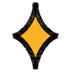 A yellow diamond-shaped star with sparkles around it on a black background.
