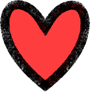 Red heart illustration with black outline