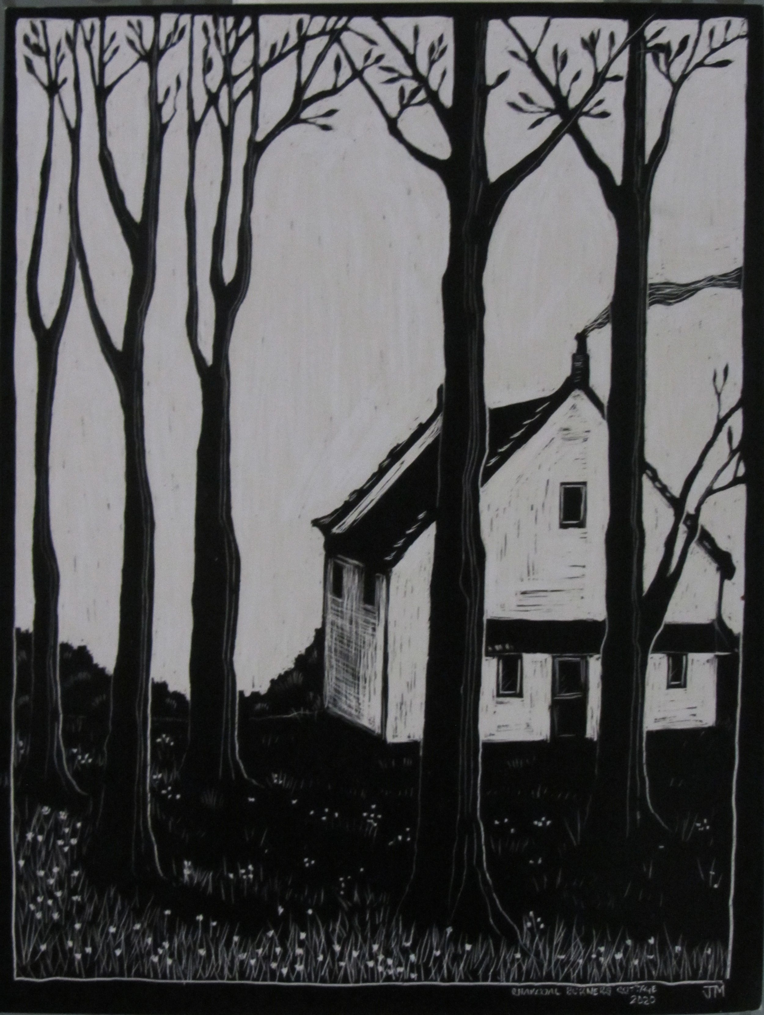'The Charcoal Burner's Cottage' | scraperboard