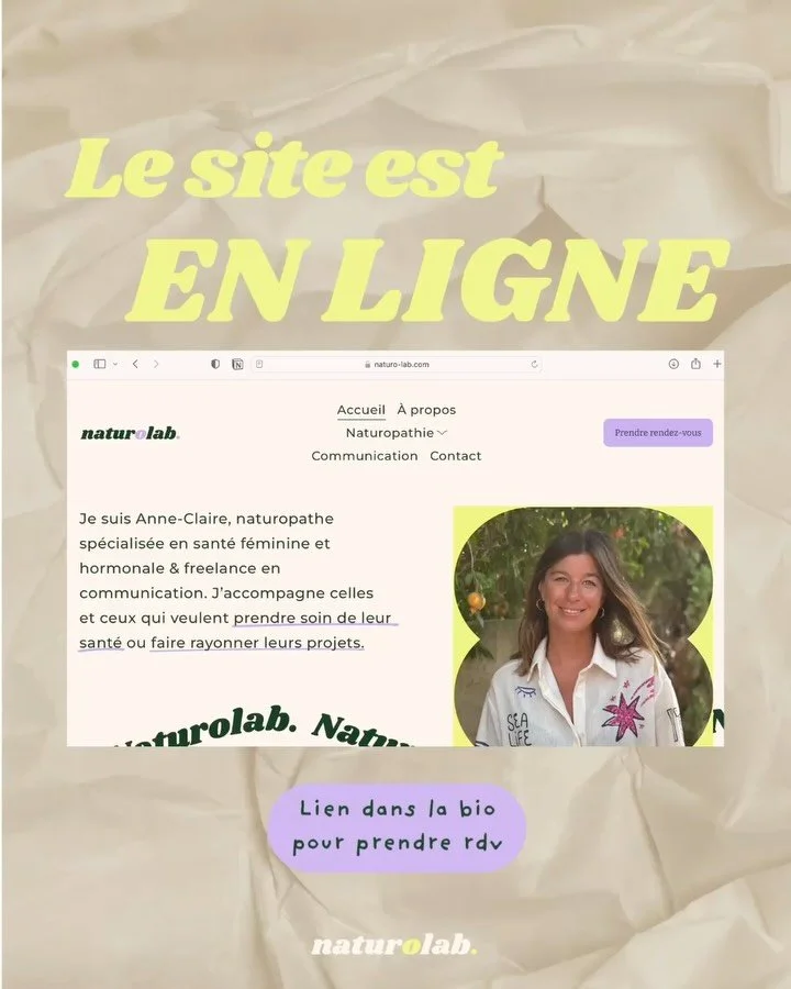 ✨ Grande nouvelle ✨
Mon site est en ligne ! 🌿 Vous pouvez d&eacute;sormais :
✅ D&eacute;couvrir mes accompagnements en naturopathie
✅ Prendre directement rendez-vous en ligne via mon agenda
✅ Explorer mes services en communication pour les projets e