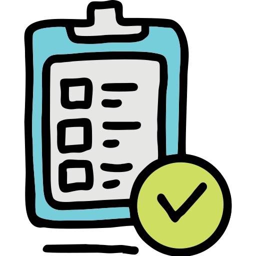 Illustration of a clipboard with a checklist and a green checkmark indicating completion.