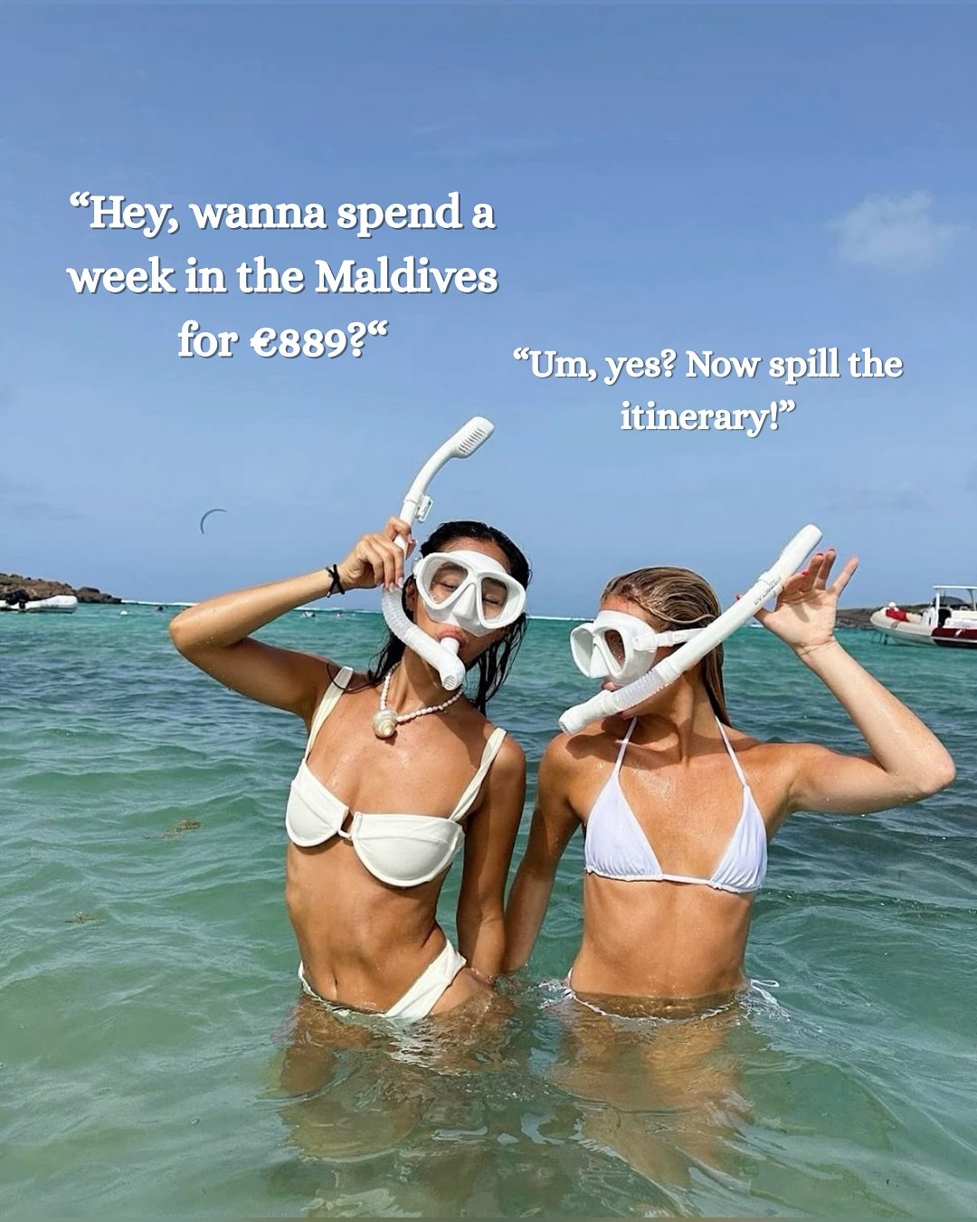 ✨ Maldives, but make it delulu. 🏝
8 days. 3 islands. Endless moments you&rsquo;ll never forget.
No overthinking. No &ldquo;one day.&rdquo; Just book it.

💸 &euro;889 &mdash; because bucket list trips don&rsquo;t need a billionaire budget.
📅 Jan 29