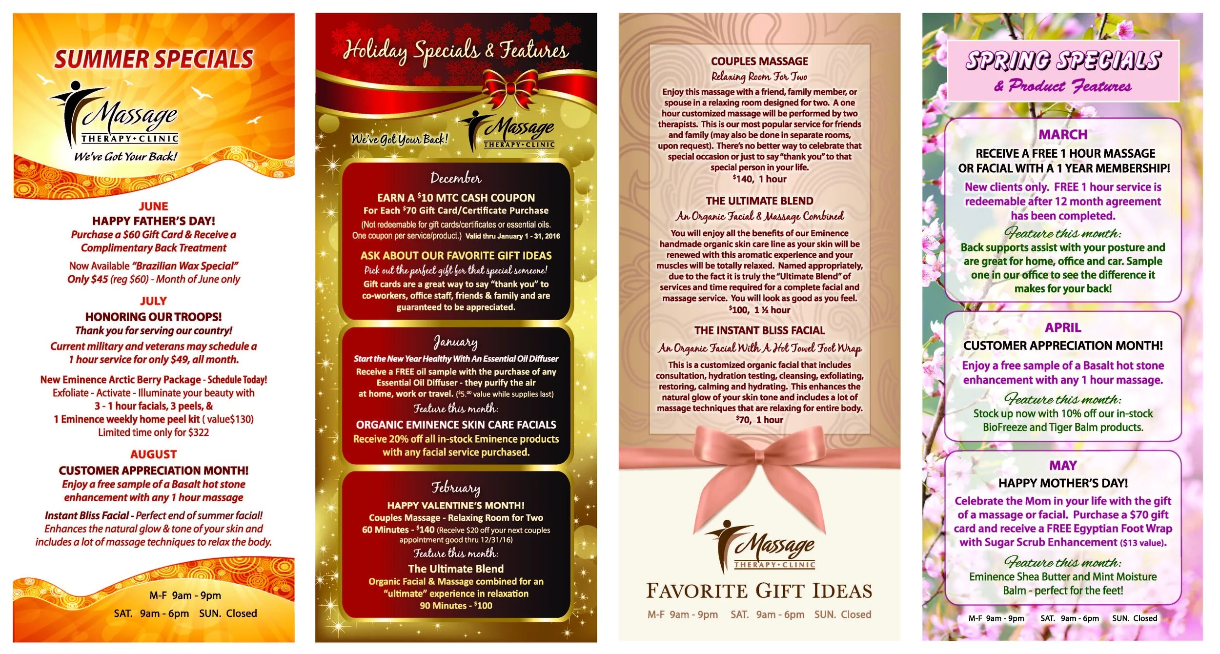 4 x 11 Menu Hand outs