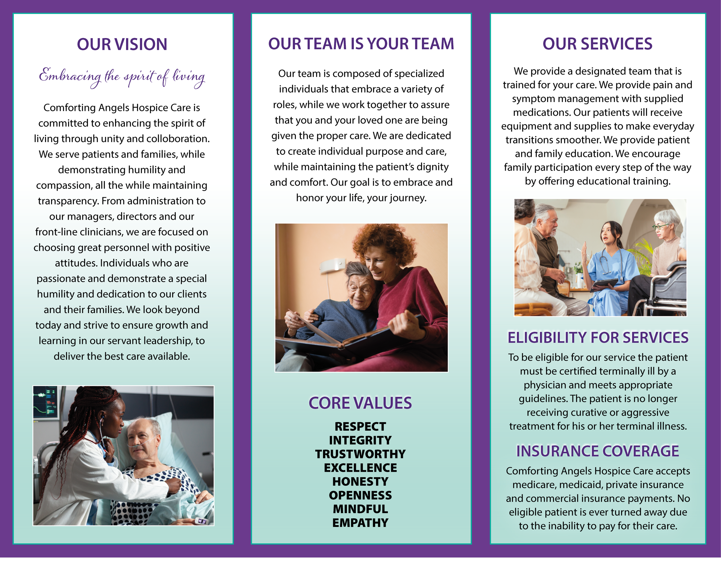 Trifold brochure inside