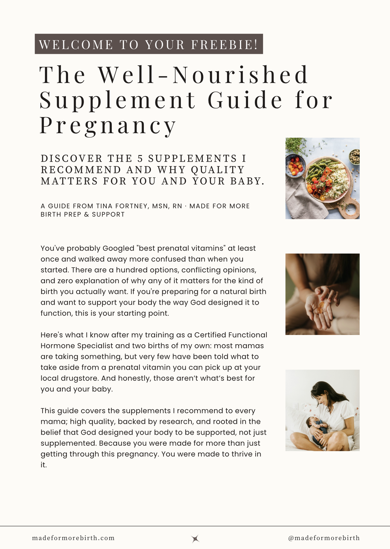 image of the cover of the well-nourished supplement guide- 5 supplements I recommend