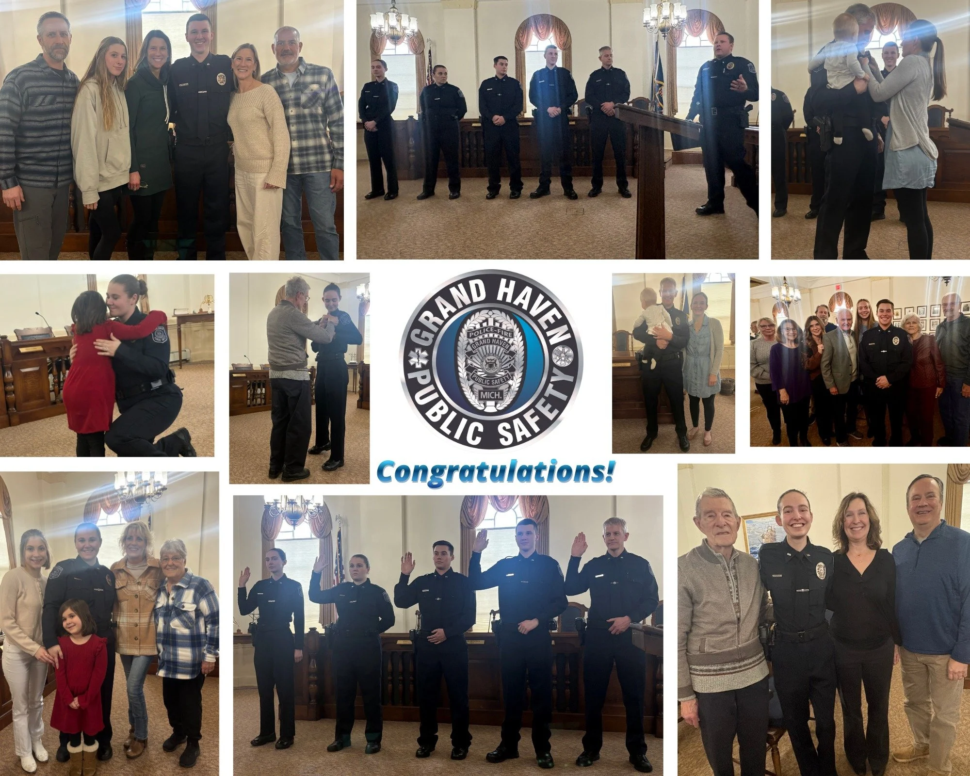 Help us welcome our newest officers!

During today&rsquo;s swearing-in ceremony, we welcomed Officer Sauter, Officer Goins, Officer Jacobus, Officer Roberson, and Officer Michmerhuizen. We&rsquo;re excited to see the contributions they will bring to 