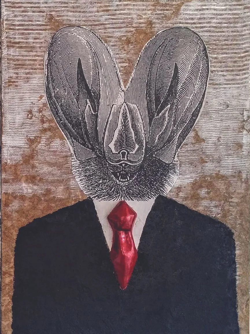 Bat politician
(2017)  - silcone, tar, nailpolish 30 x 40 cm