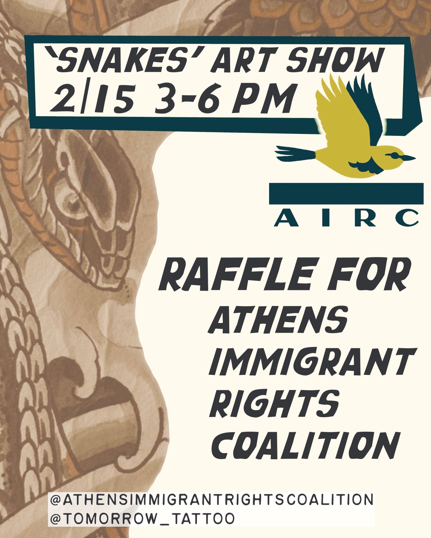 Help support our immigrant neighbors! 🤍 Hi ya&rsquo;ll, we&rsquo;re hosting an art show this Sunday 2/15 and running a raffle to support @athensimmigrantrightscoalition who distribute funds directly to immigrant families in need here in Athens, GA. 
