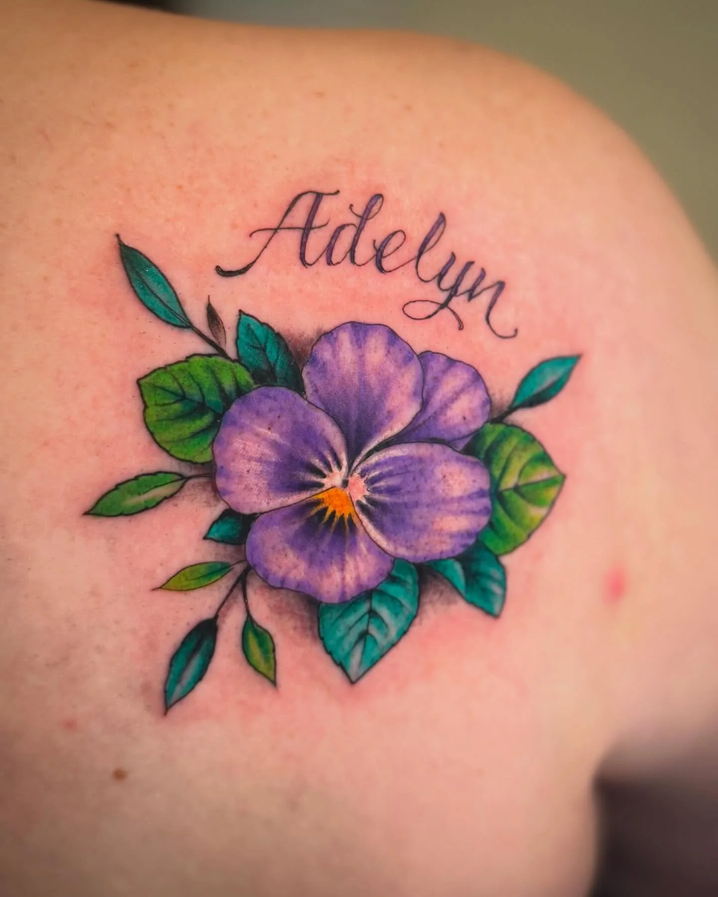 Delicate flower and lettering on the shoulder. Thank you!! Walk-ins &amp; appointments welcome 12-7 PM Wednesday-Monday. Book an appointment by text or through the website! 📲 (706) 240-0062 @tomorrow_tattoo 🐇