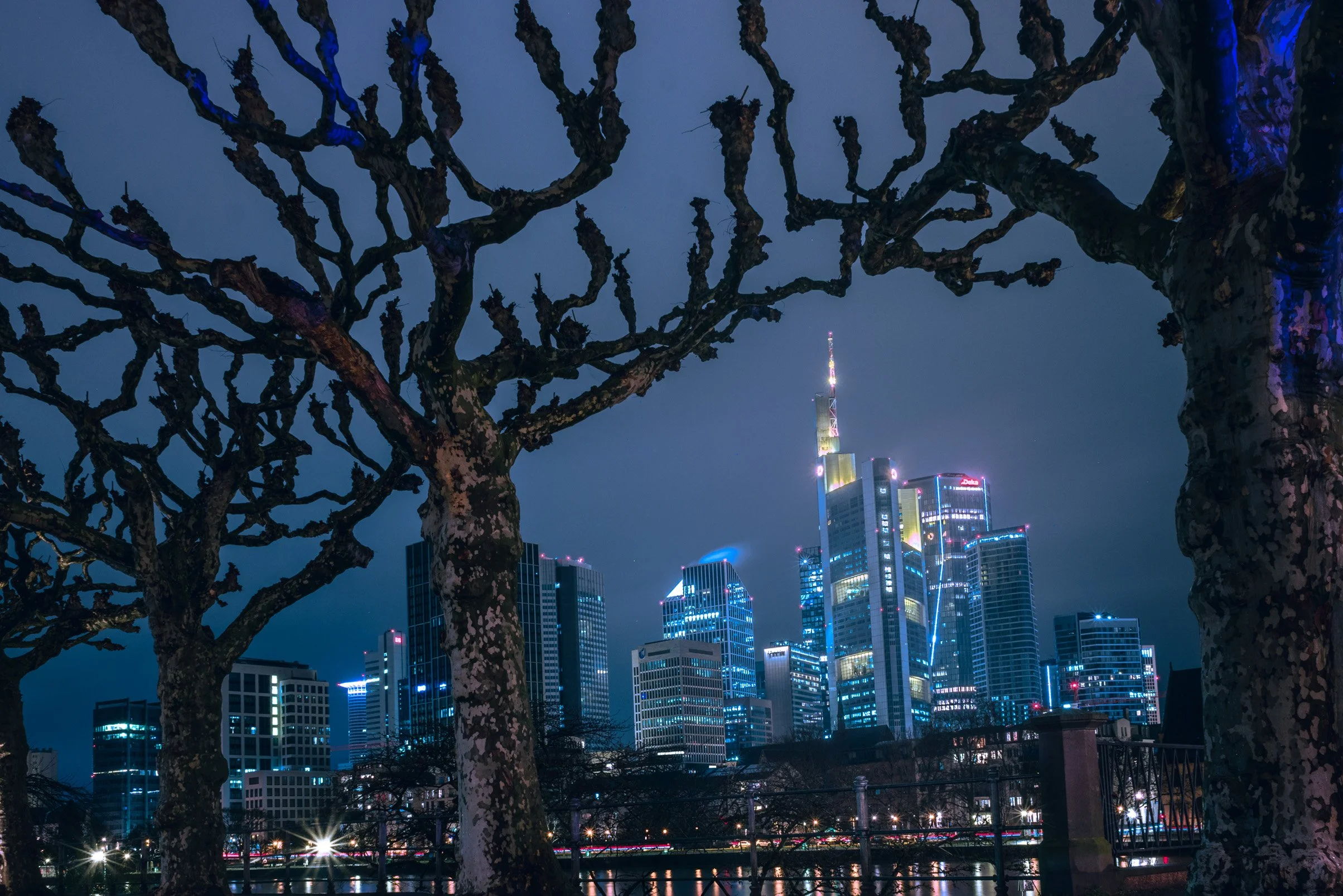 Frankfurt skyline from the banks of the Main River