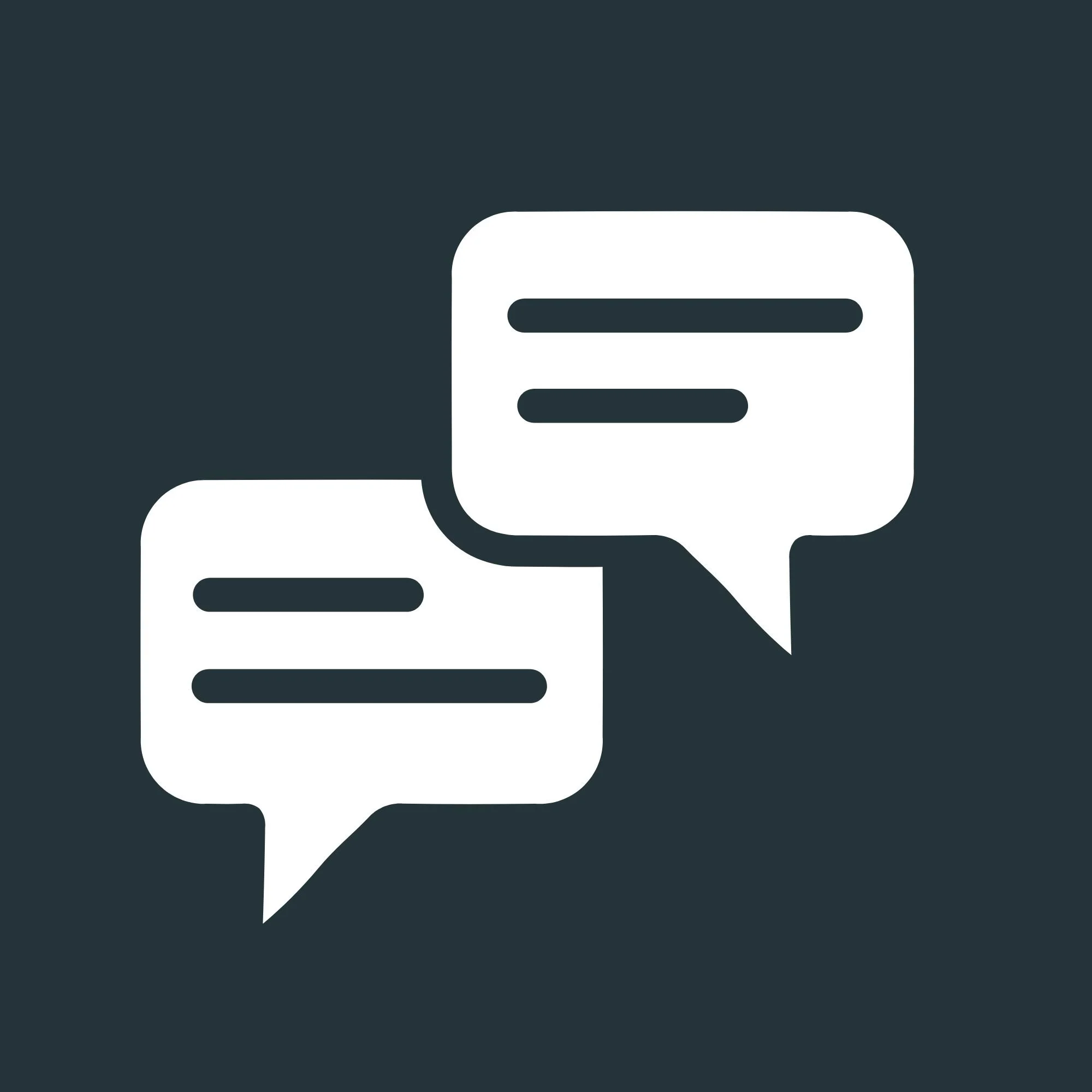 Icon of two speech bubbles indicating conversation or communication.