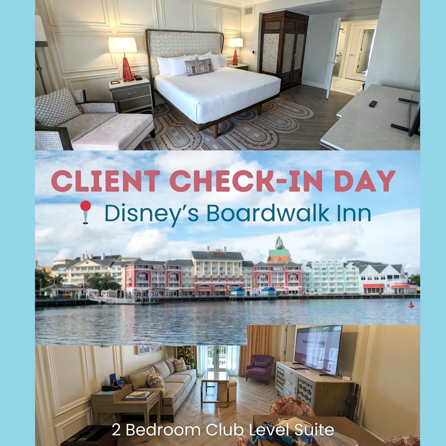 It's Check-In Day for my clients celebrating an early Christmas with grandparents in a 2 Bedroom Suite at Disney's Boardwalk Inn! ✨⁠
⁠
Staying at one of the resorts on Disney's BoardWalk means staying in a prime location, with easy walking or boat ac