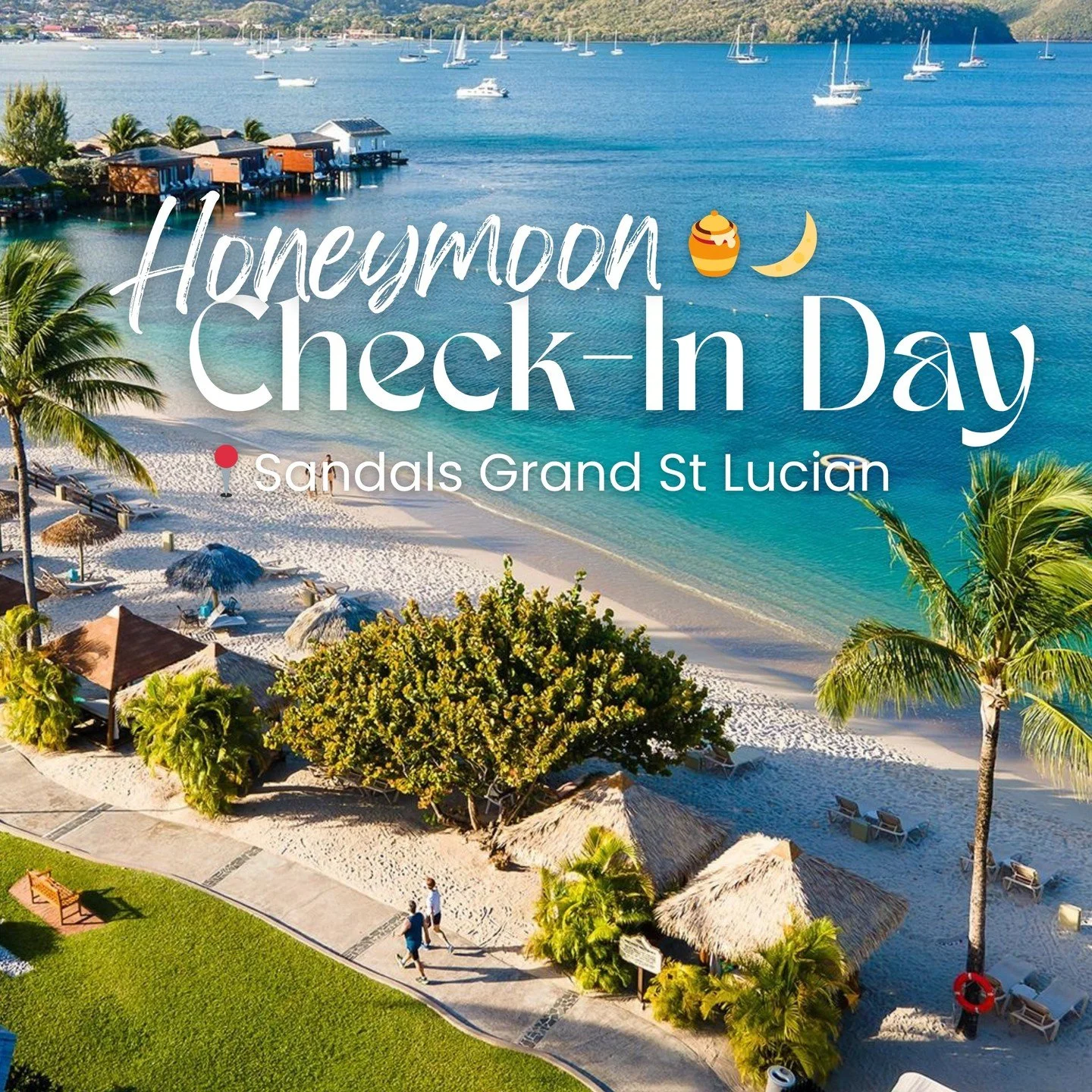It's Check-In Day for my clients going on their honeymoon to St Lucia! 🍯🌙 ⁠
⁠
They're taking a helicopter transfer to their resort, with gorgeous Caribbean views along the way, then enjoying the mile-long beach and volcanic mountain views from thei