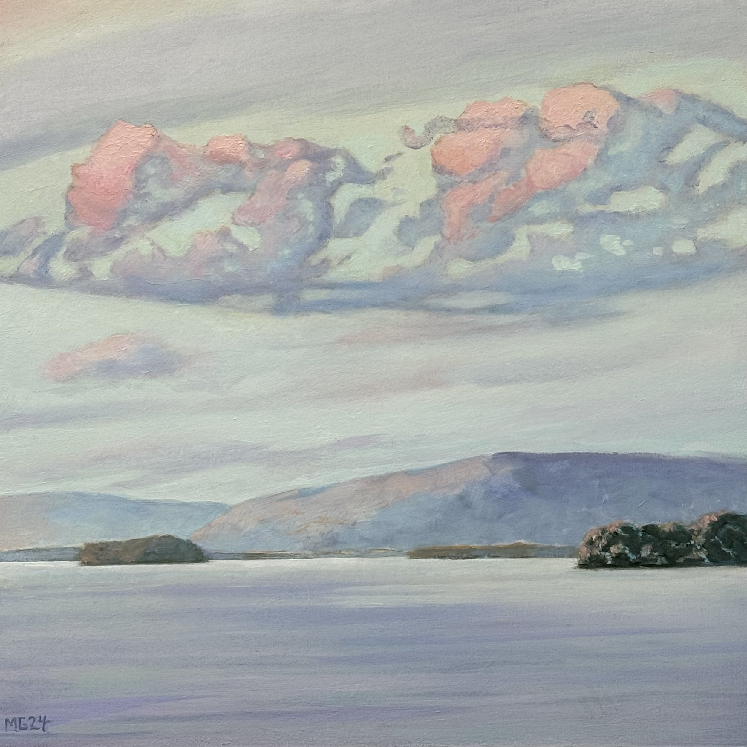 Casco Bay Evening 18”x18” oil on wood panel $1800