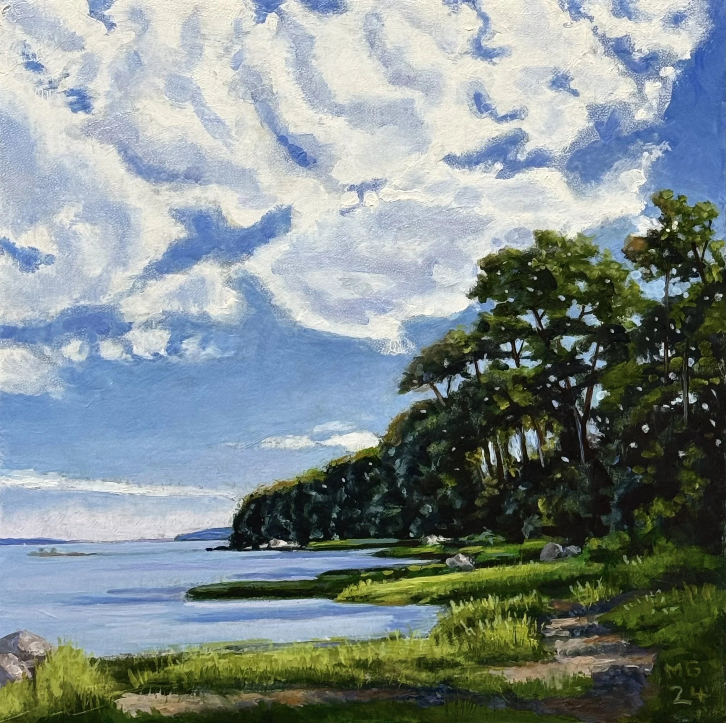Falmouth Landing 12" x 12" oil on wood panel
framed $1300.00