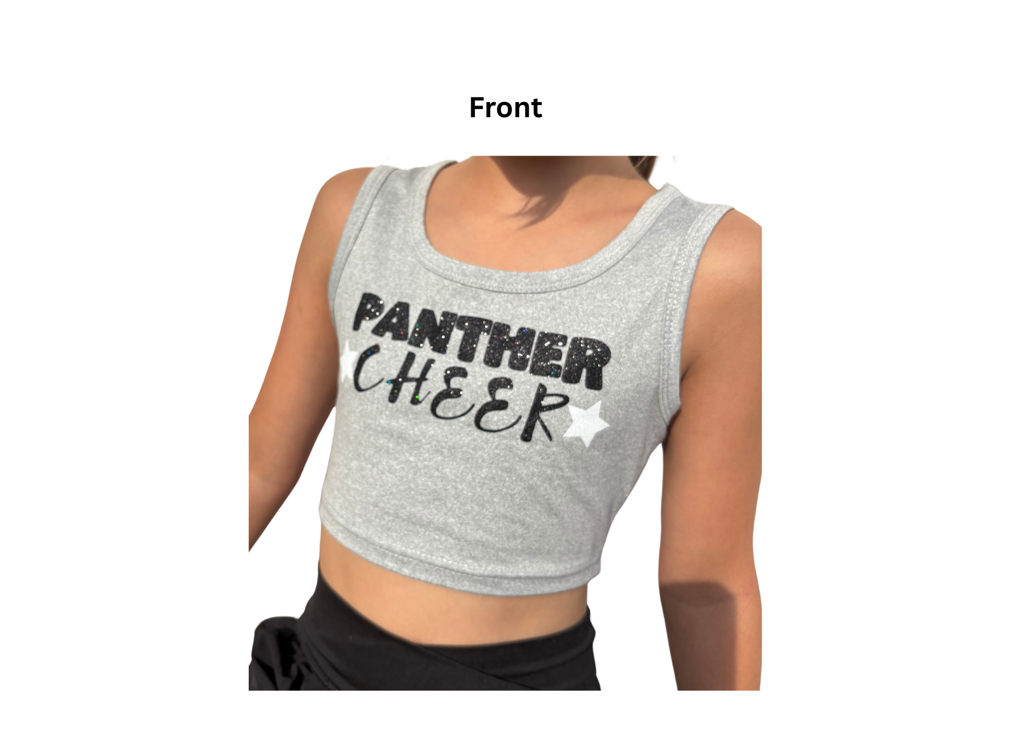 Panther Cheer Full Length Youth Sports Bra with Pawprint on back