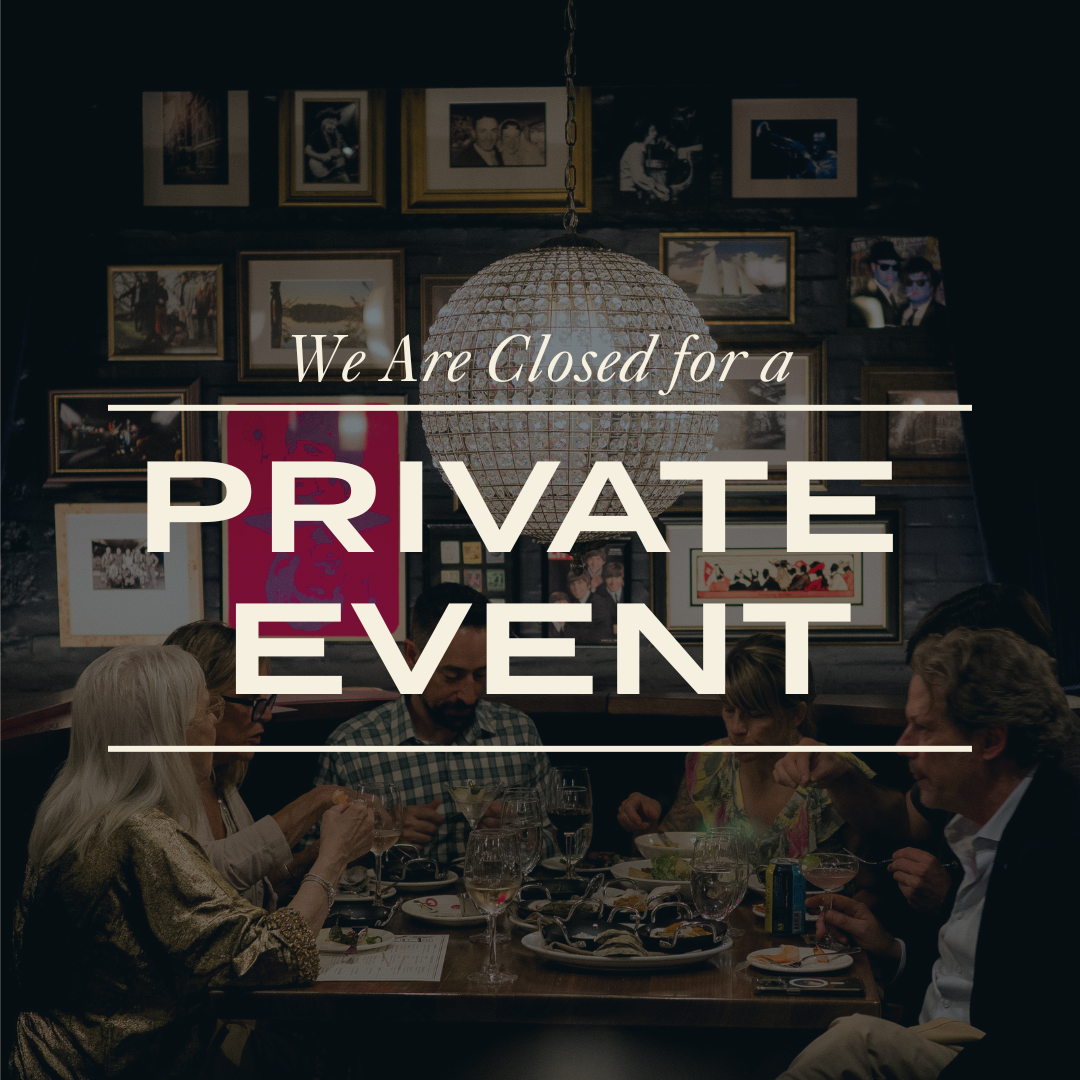 MONDAY – closed for a private event