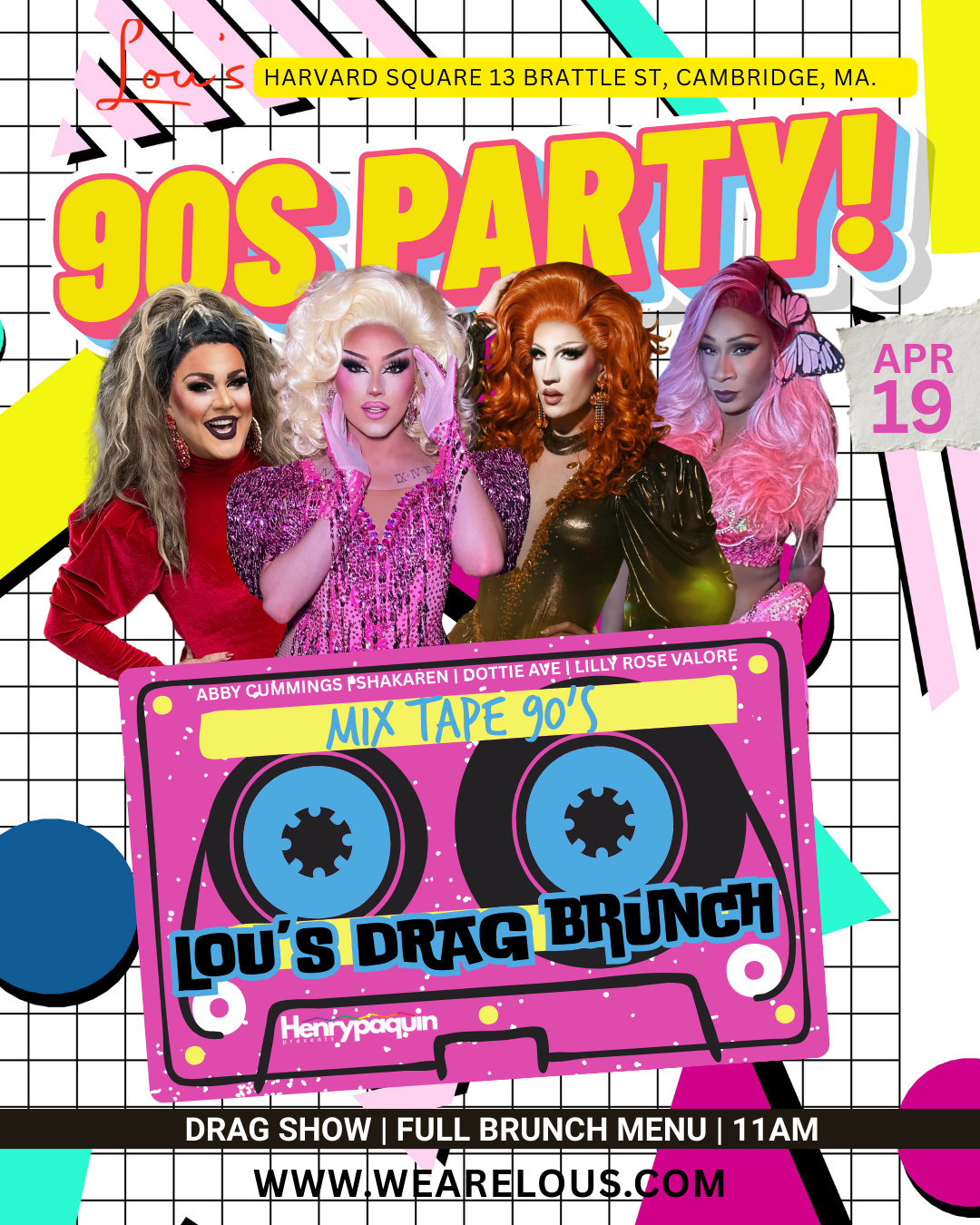 Sunday – drag brunch – APRIL – in the performance space 