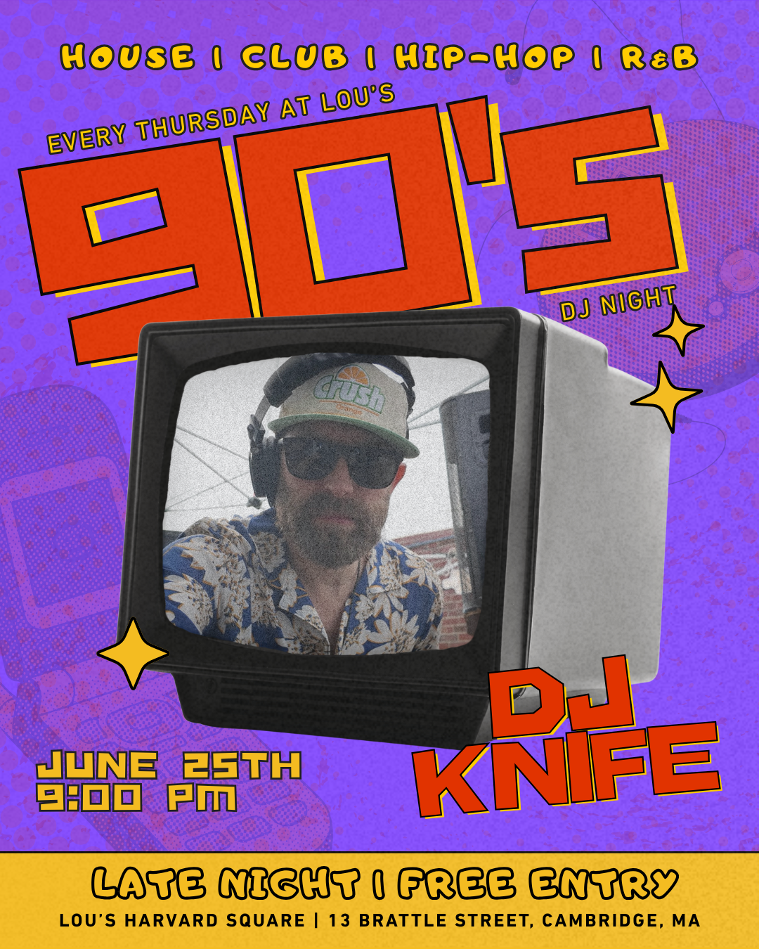 THURSDAY – 90’s late night – dj knife — in the lounge