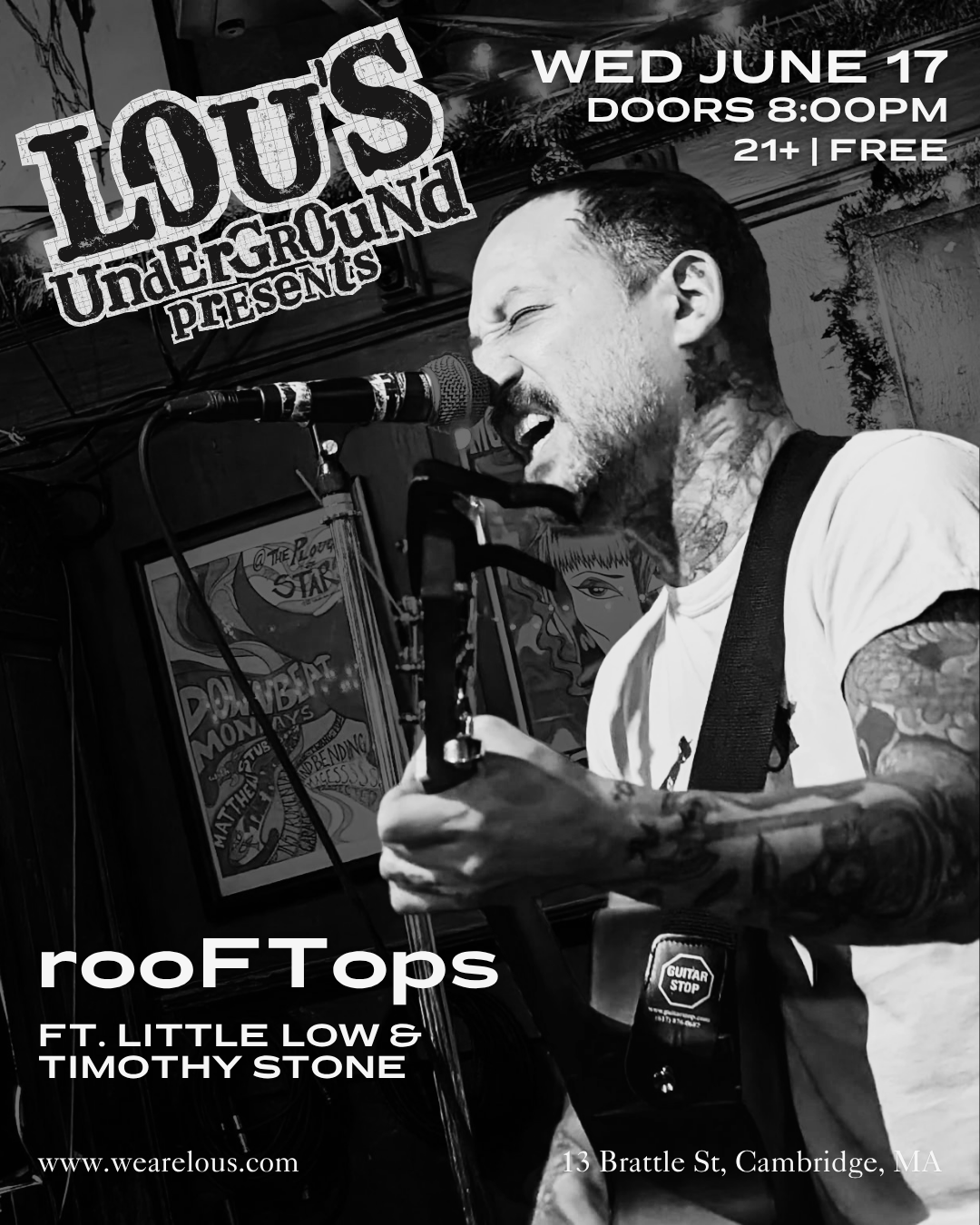 wednesday – lou’s underground – FEAT. rooftops – in the performance space