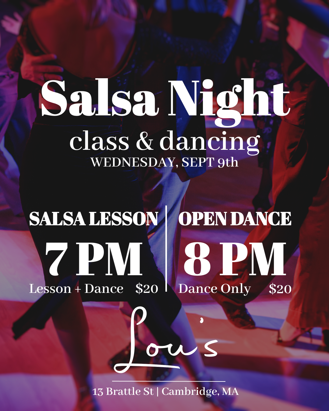 WEDNESDAY –&nbsp;SALSA DANCE NIGHT – in the performance space 