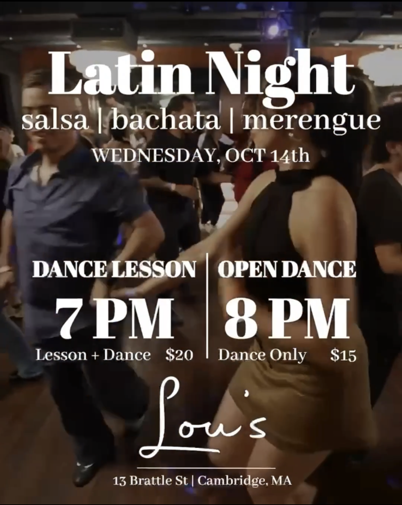 WEDNESDAY –&nbsp;Latin DANCE NIGHT – in the performance space