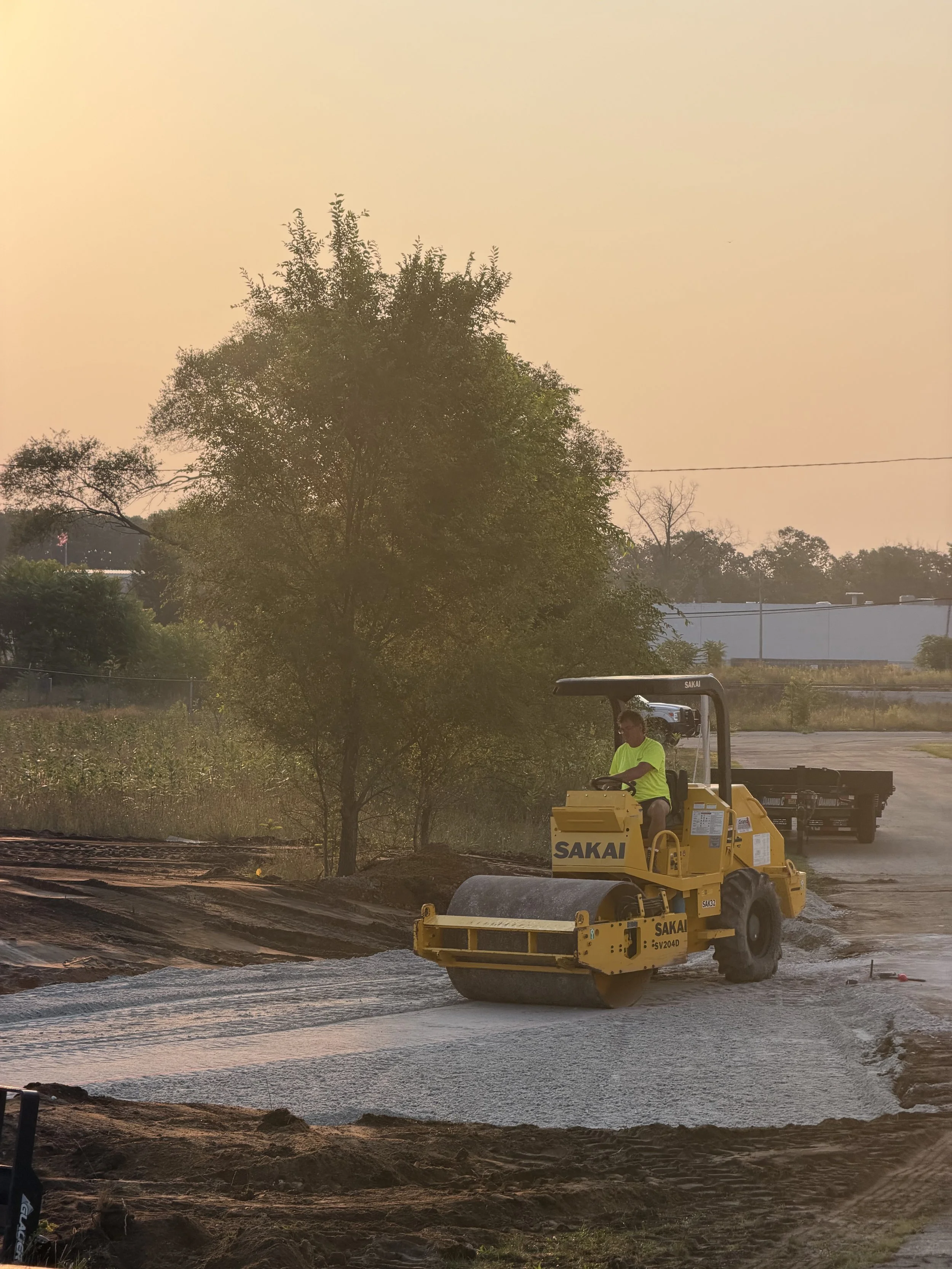 Prepping a site for new asphalt roasdway