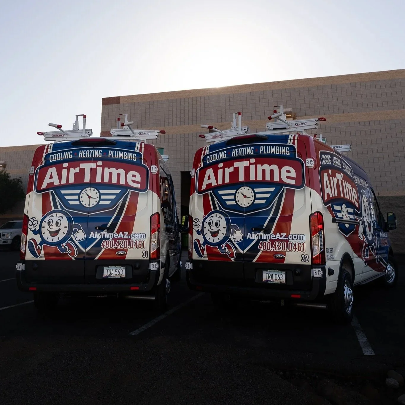 Air Time rebrand and full wraps on 2024 ford transit vans
